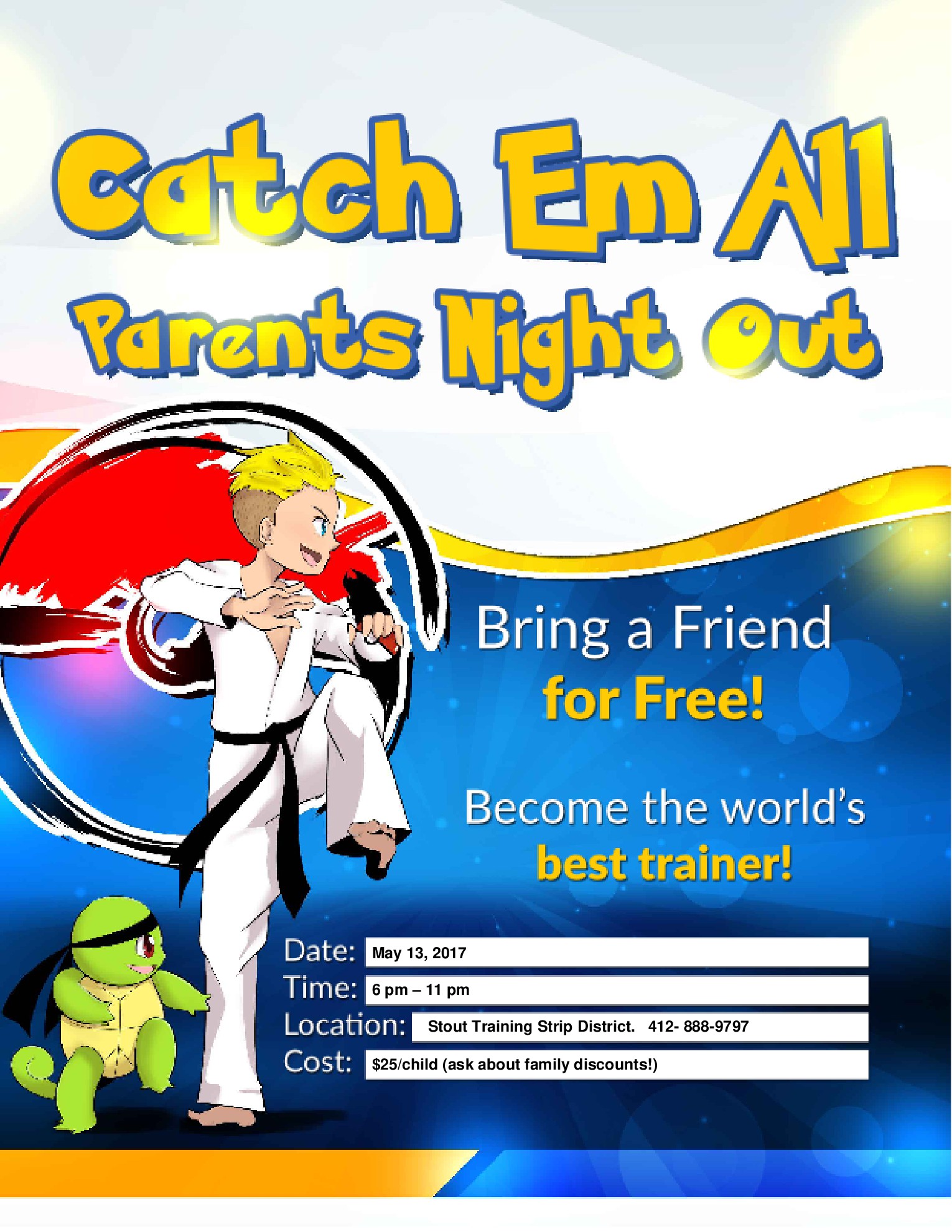 Kids evening event “Catch Em All” May 13th