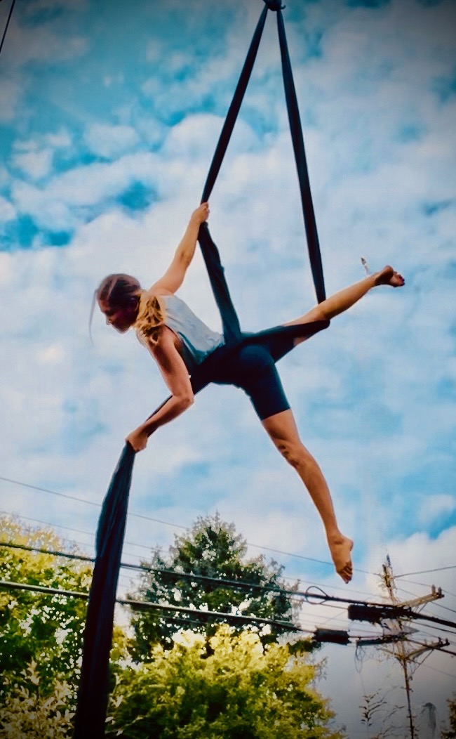 Aerial Arts with Kristel Johanning , starting later in life, teaching, and learning silks, hoop, and more